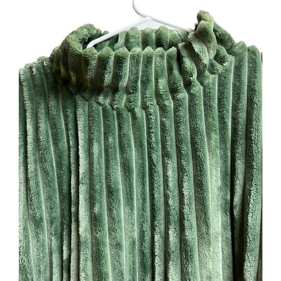 Planet Gold Green Faux-Fur/Chenille Ribbed Sweater Top Cropped Mock Neck Large - Picture 3 of 7